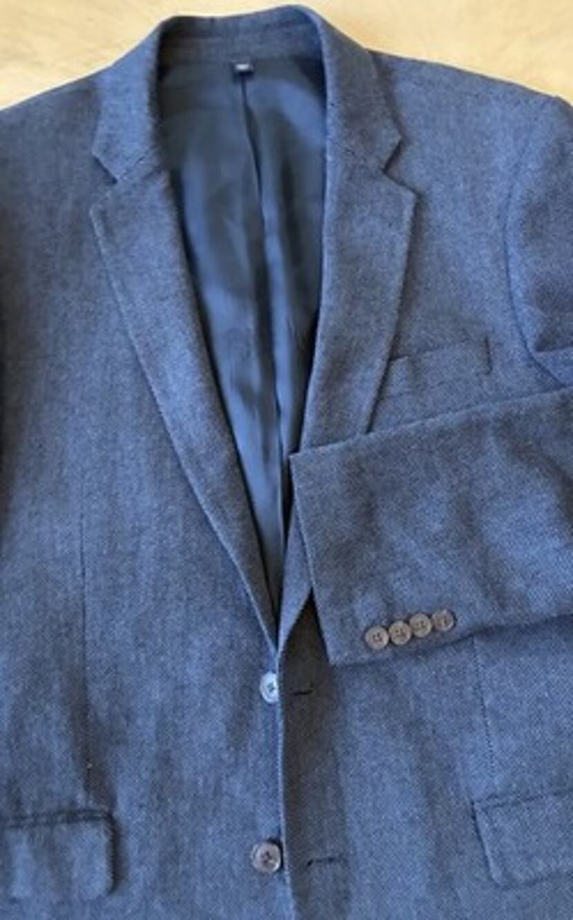 J. Crew Herringbone Blazer Linen & Cotton Blue Sport Coat Tweed Mens 42 R